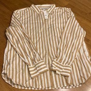 J Crew Women’s Classic-fit washed cotton poplin shirt in stripe Sz. 14